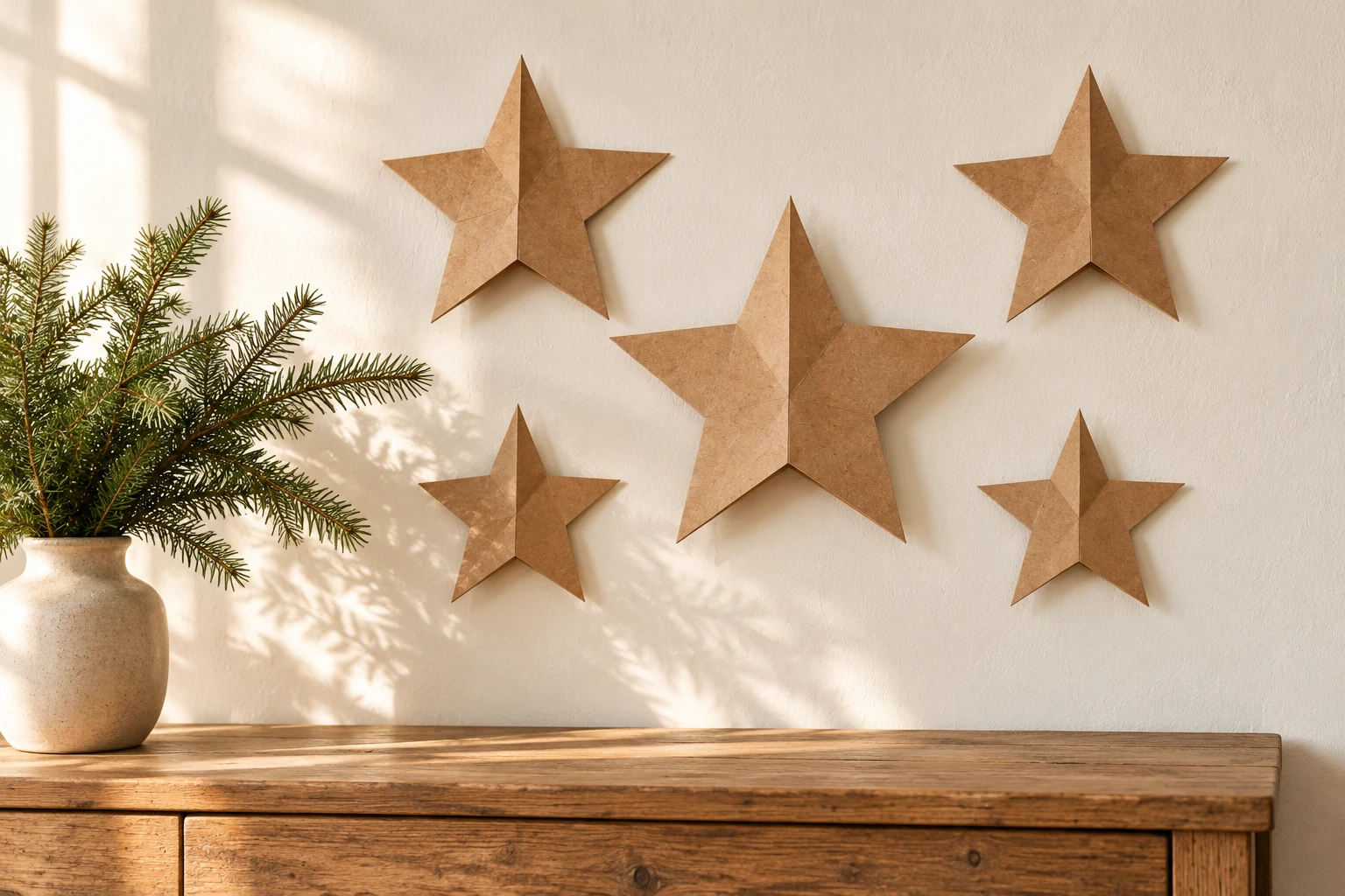 Brown Paper Christmas Stars for a Rustic Holiday Wall — editorial illustration