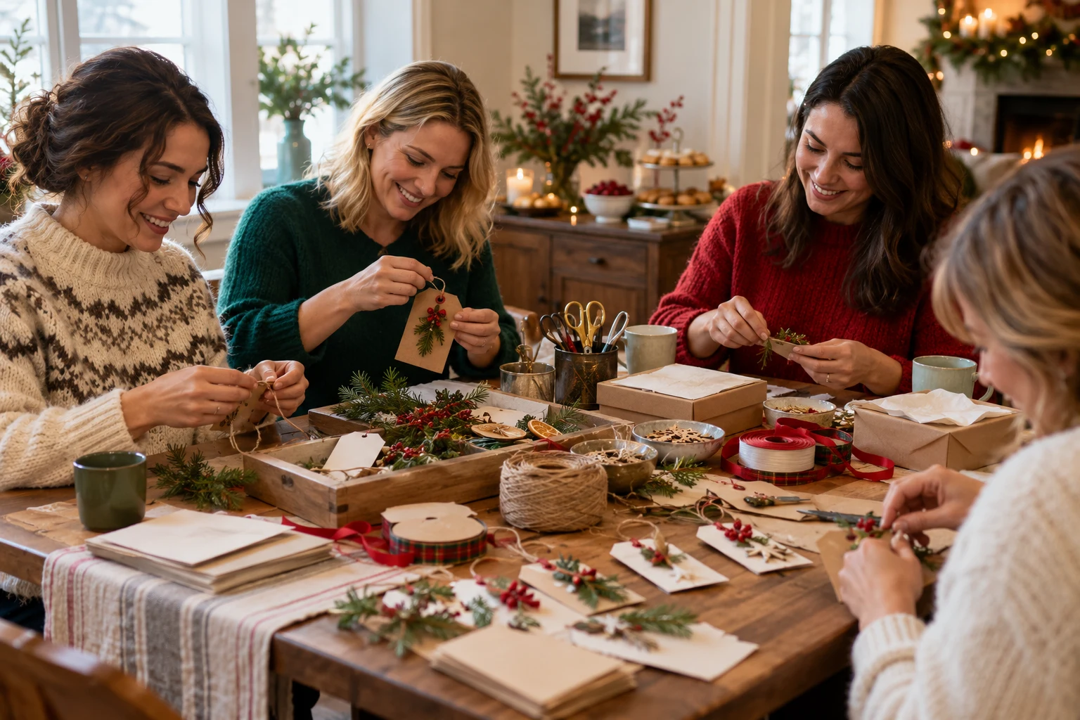 How to Host a Cozy Christmas Craft Night at Home — editorial illustration