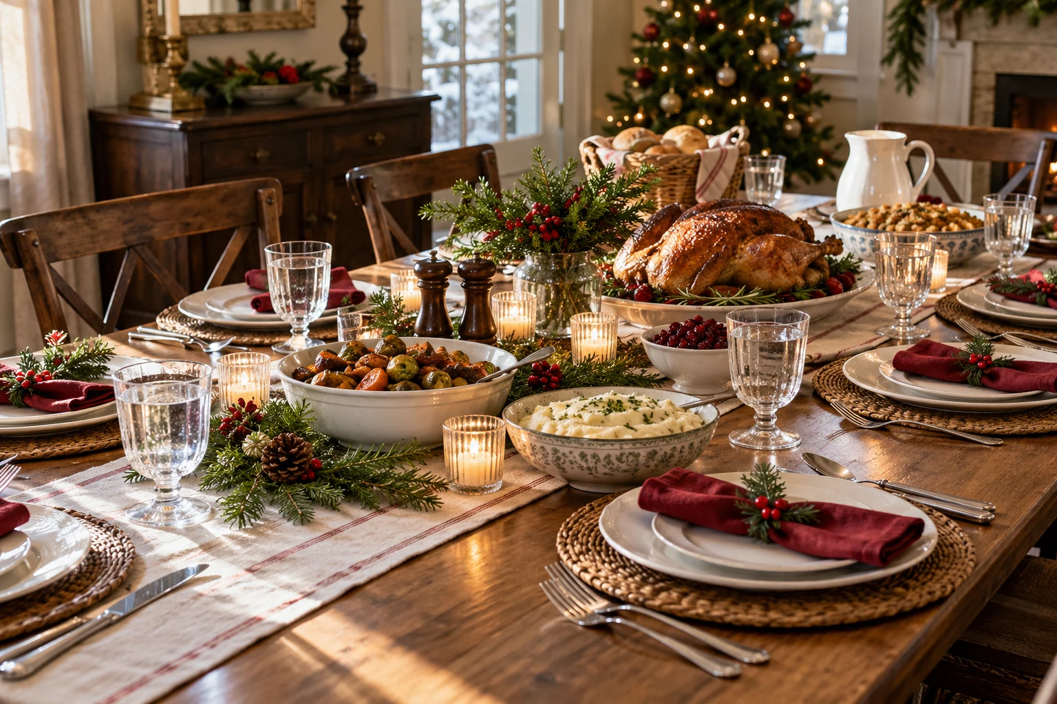 Classic Christmas Table Settings Using Everyday Dishes — editorial illustration