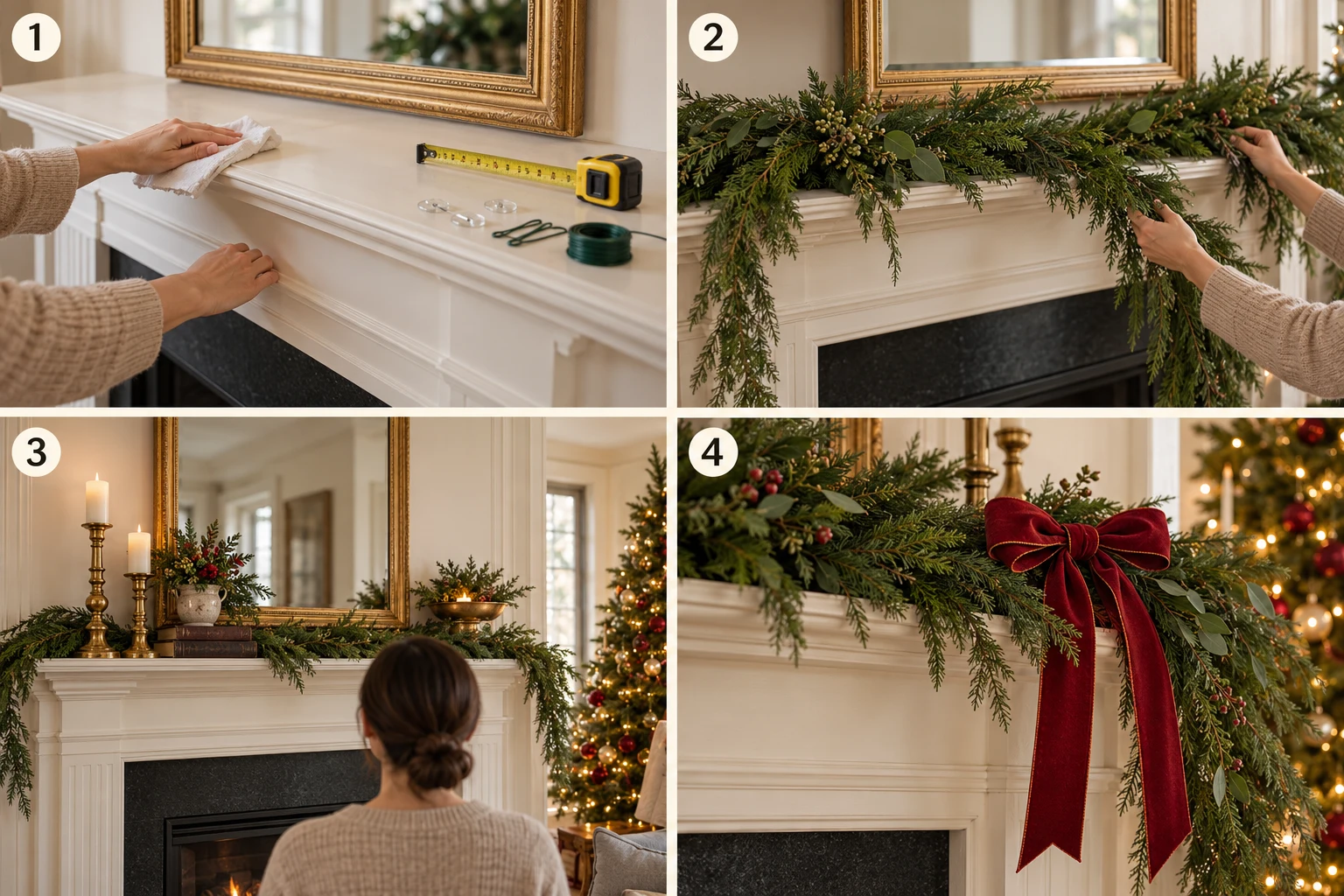Begin with a clean mantel: visual illustration for this stage